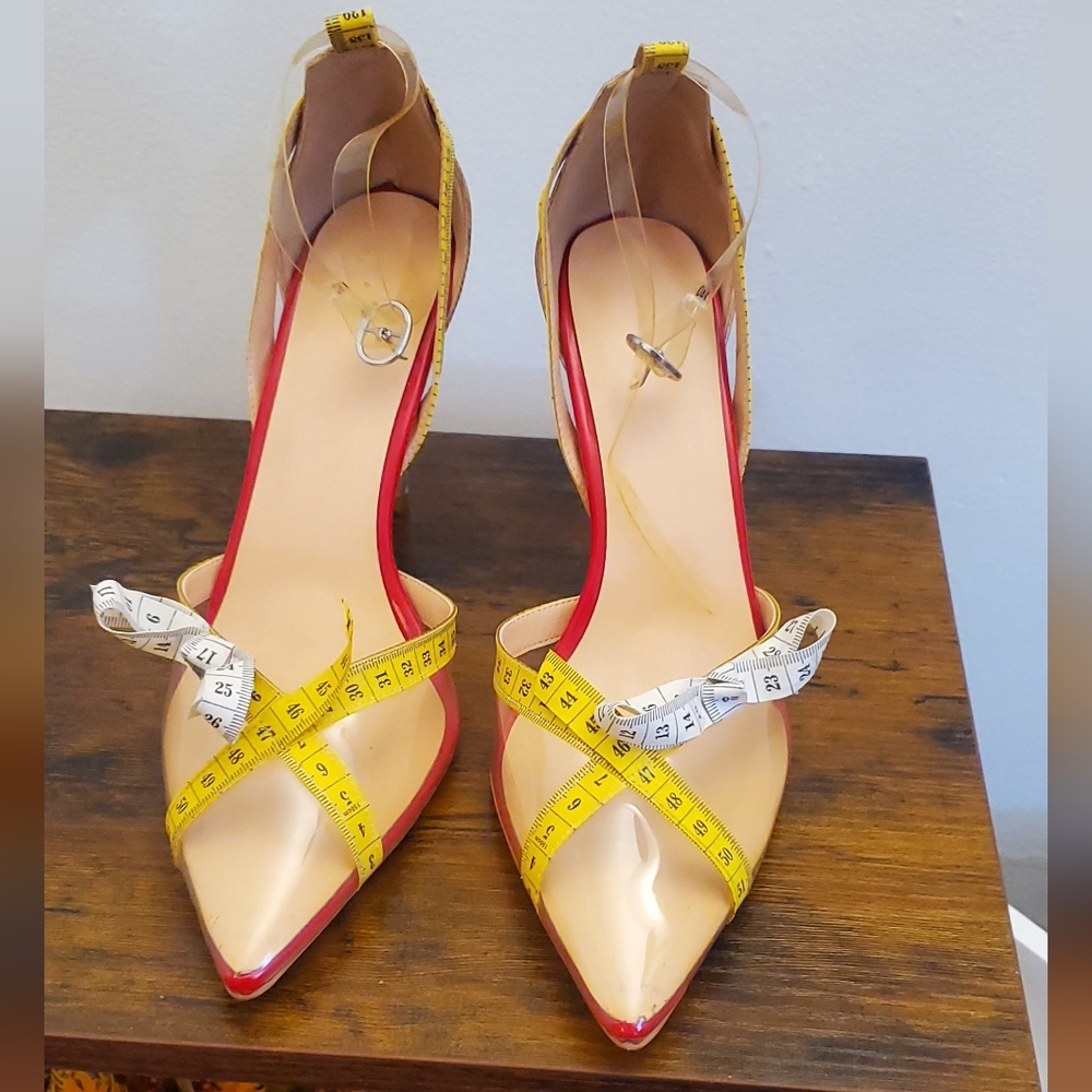 Chic Beige and Red Women's Heels